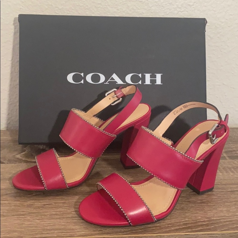 NIB Coach Rylie Sandal in Bright Cherry - Picture 3 of 11
